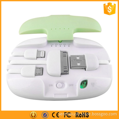 Portable power bank 4000mah with multi cord for digital devices